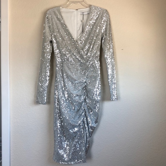 ByEgreis - Silver Sequin Party Dress - S - Picture 1 of 7